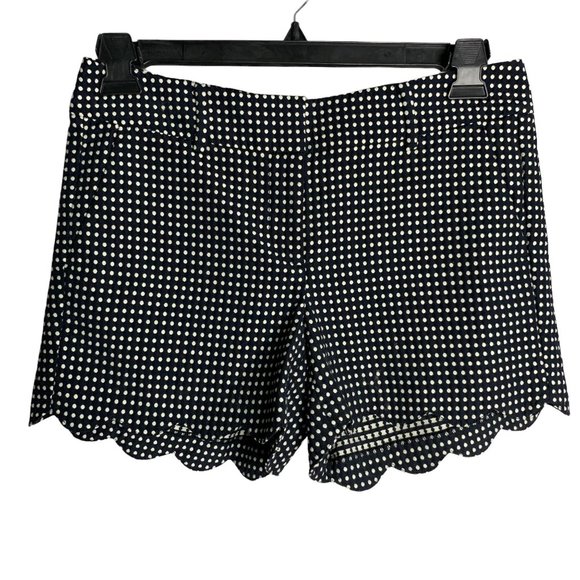 Ann Taylor Pants - Ann Taylor Polka Dot Shorts 6P Black Pockets Scalloped Hem Belt Loops Zipper